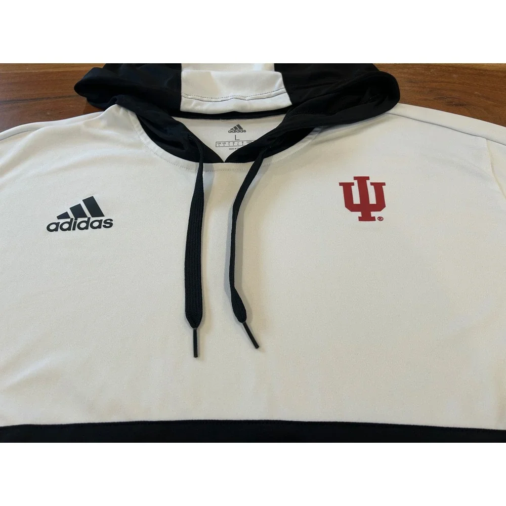 Adidas Indiana University IU Hoosiers Hoodie Mens Large Black White Colorblock